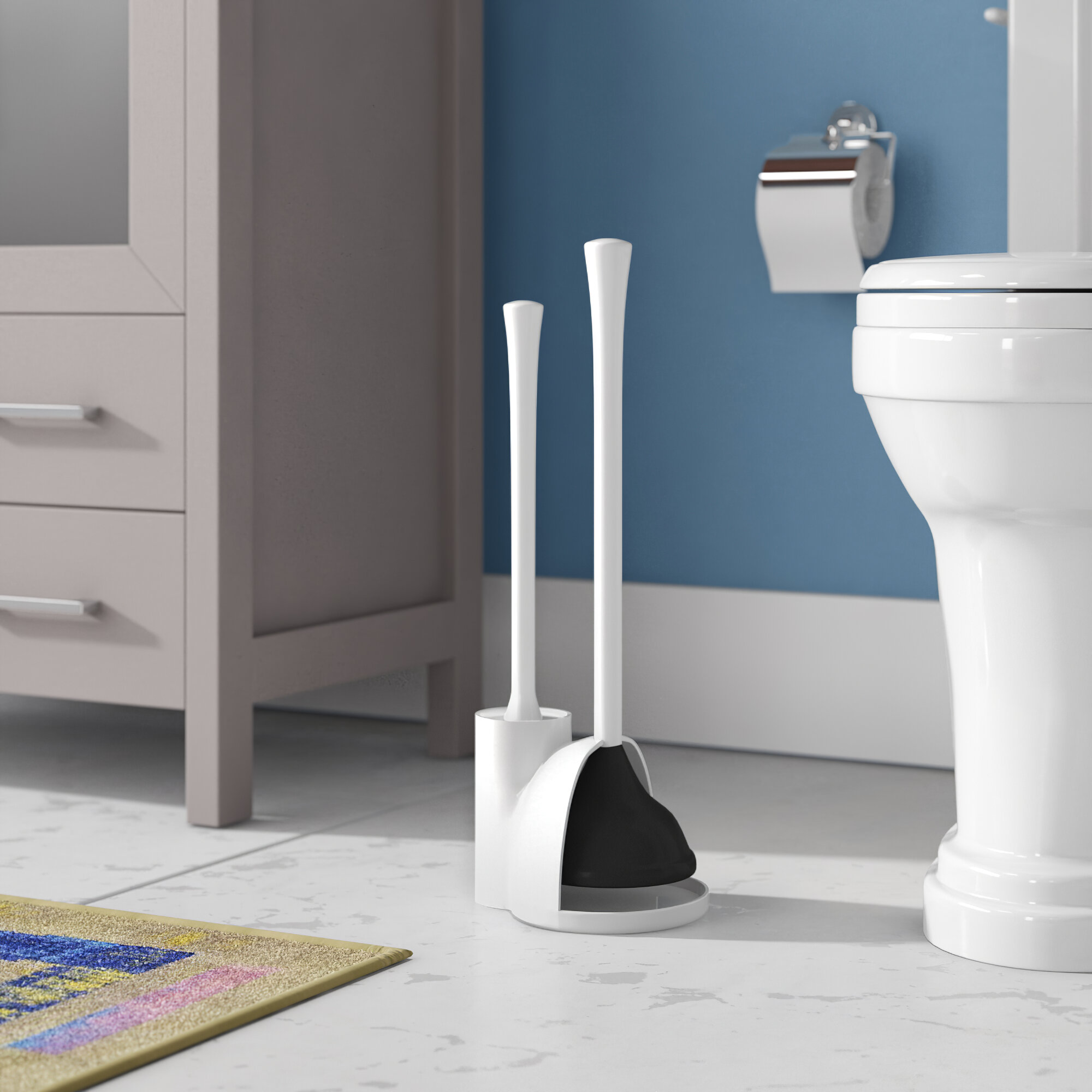 Ebern Designs Obray In H Free Standing Toilet Brush Set Reviews